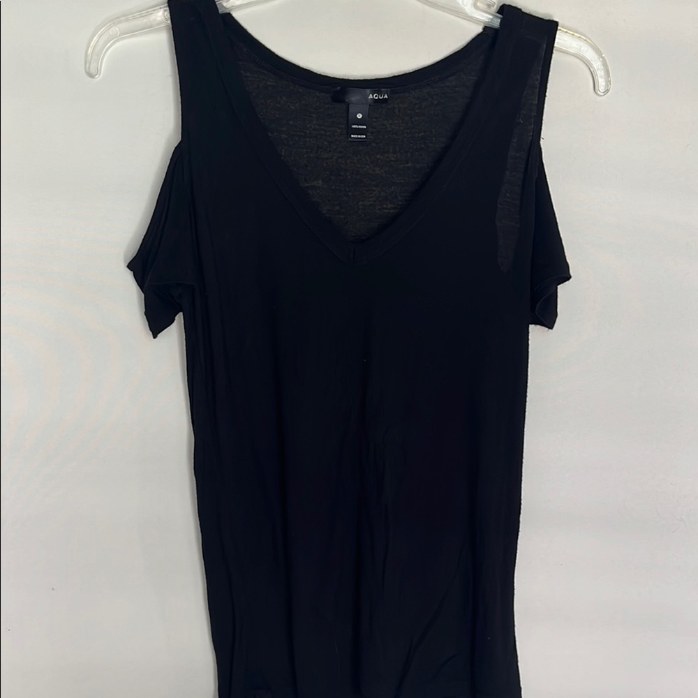 Aqua Women's Black Cold Shoulder Tank Top